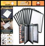 Clear Menu Covers 8.5x11 Inch - 10 Pack, 4-Page Sleeves for Restaurant & Drink M