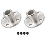 2 Pack 6mm Dia H12xD10 Flange Coupling Connector with Screws Silver Tone
