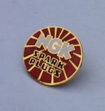 NGK SPARK PLUGS 1980s VTG PIN BADGE