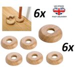 6x REAL OAK Wood 15mm Radiator Pipe Collars Wooden Floor Cover Rose Rings-New