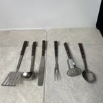 6 X Vintage Prestige Wooden Handled Teak Utensils Kitchen 60s 70s Worn #G