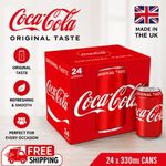 Coca-Cola Original Taste Soft Drink Cans 24 x 330ml | Classic Refreshing Fizzy