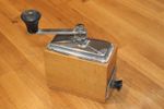 Vintage B.G. Macina Acciaio Garantito Italian Hand Crank Coffee Grinder Wood Box