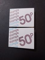 GB 1977 50p Folded Booklets x2. FB1a/FB1b Maroon & Stone.