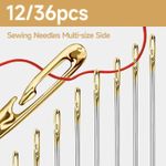 12pcs Self Threading Sewing Needles Easy Thread Mixed Sizes Multi Pack UK Seller