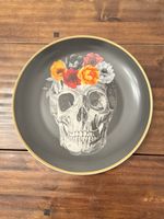 Harvest Green Studio Halloween Floral Skull Dinner Plate