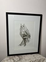 Original Owl Drawing Andrew Redden 2002 Bengal Eagle Owl Framed
