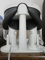Meta Quest 3/3S VR controller & headset stand. Space efficient & and ideal for b