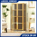 Bamboo Figure Model Display Cabinet Bookshelf Collection Shelf W/ Acrylic Doors