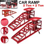 4 Ton Hydraulic Car Ramps 2x 2 Ton Heavy Duty Garage Auto Van Lift Jack Ramp