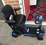 Foldable 4-Wheel Electric Mobility Scooter, Padded Armrests Blue/Black