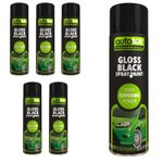 AutoTek Car & Home Gloss Black Multi-Purpose Aerosol Spray Paint 500ml x6