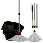 MAXSAVE Mop and Buckets Sets with Detachable Wringer -Steel Pole & 2 Mop Heads