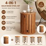 Stackable Stools Set of 4, Solid Wood Round Nesting Stool Set, Multifunctional