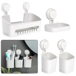 Vacuum Shower Caddy Suction Cup No-Drilling Removable Bathroom Wall Shelf Basket