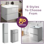 600mm Bathroom Vanity Unit Sink Light Grey Gloss Wall Hung Floor Standing