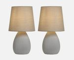 BHS Freya Teardrop Set Of 2 Ceramic Light Grey Table Lamps