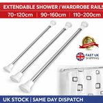 Heavy Duty Extendable Telescopic Shower Curtain Pole Rail Rod Bath Door Window