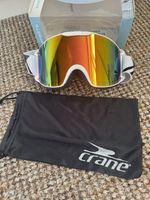Brand new Crane Ski Snowboard Goggles Mirrored Lens UV400 Adjustable White Frame