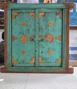 Vintage Old Rare Handmade Brass Iron Fitted Wooden Window Wall Decor