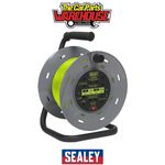 Sealey BCR25G 25m Cable Reel with Thermal Trip 4 x 230V - Hi-Vis Green