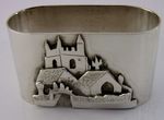 STERLING SILVER HAND MADE ENGLISH CHURCH DECORATED NAPKIN RING 1979 45g