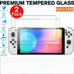 2 Pack Tempered Glass Screen Protector For Nintendo Switch OLED 2021