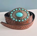 Retro Oval brown belt 75-100cm (XS to XL) Boho Vintage Cowboy Cowgirl
