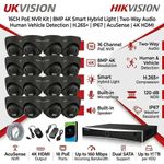 HIKVISION 8MP 4K IP PoE CCTV 2-Way Audio System ColorVu Night Vision Outdoor Kit