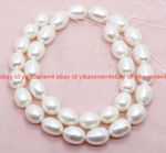 Genuine 8-9mm Natural White Freshwater Pearl Rice Beads Strand 14.5" 