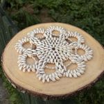 Vintage 1970s Sea Shell Flower Trivet Cowrie Shell Pot Stand Mid Century Boho