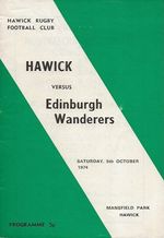 Hawick RFC v Edinburgh Wanderers RFC National League Div One 5th Oct 1974