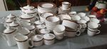 ROYAL DOULTON ULTIMATE HOTEL FINE CHINA DINNER SERVICE / JOB LOT  BURGANDY /GOLD