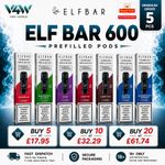 Elf Bar 600 Prefilled Pods Replacement | 2 Pack | 20mg | All Flavours