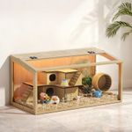 Large Hamster Cage Mice and Rat House Habitat Chinchillas Clear Cage with Lights