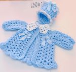 Baby Boy Or Reborn Baby Chunky Romany Cardigan And Bonnet Newborn Up 🩵