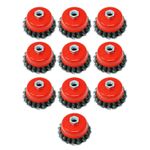 Twist Knot Wire Wheel Cup Brush Set for Angle Grinder 3" M14 10Pcs Crew
