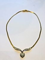 A&S Attwood and Sawyer 1980 vintage gold plated Swarovski crystal heart necklace