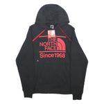 THE NORTH FACE Mens Black Red Logo Pullover Hoodie XS Since 1968 Graphic