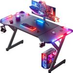 Gaming Desk witn LED RGB, Computer Table with Cup Holder & Headphone Hook