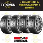 4 x Uniroyal RainSport 5 Performance Road Tyres - 225 40 18 92Y Extra Load XL