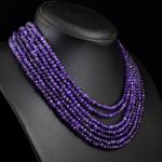 433 Cts Natural 7 Strand Amethyst Round Shape Faceted Beads Necklace JK 30E387