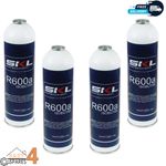 R600A REFRIGERANT GAS CANS PACK OF 4 BOTTLES 420g 420 GRAMS ISOBUTANE CYLINDERS