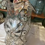 Crystal/Glass Pitcher/Overlay Sterling Sterling /Art Nouveau Style.