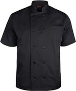 New Chef Jacket PLASTIC BUTTON Coat Black & White Short Sleeve Chef Jackets UK
