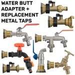 Water Butt Replacement Taps All Brass Lever UK Bib Outlet Barb Quick Hosepipes