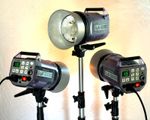3 Elinchrom Style 600RX heads, relectors, skyport remote, Latigid case