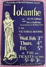 1960 Poster University of Bristol Operatic Society Gilbert Sullivan Iolanthe
