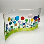 Handmade fused glass flower meadow wave