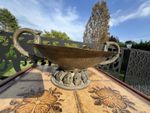 Antique Decorative Table Centerpiece Metal Bowl Planter World Tour Hammered